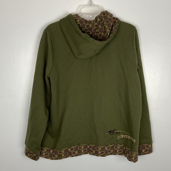 Breckenridge Zip Up Hoodie Embroidered Horse Print Paisley Preppy Farm Size L - Picture 11 of 15
